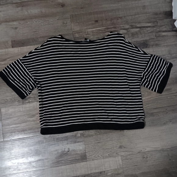 Lafayette 148 New York 93% Viscose, 7% Elastane,Black and White Striped Blouse - Picture 1 of 5